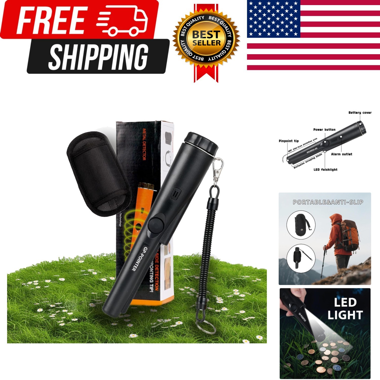 VortecSys Metal Detector Pinpointer, Professional Handheld Pointer Detector f…