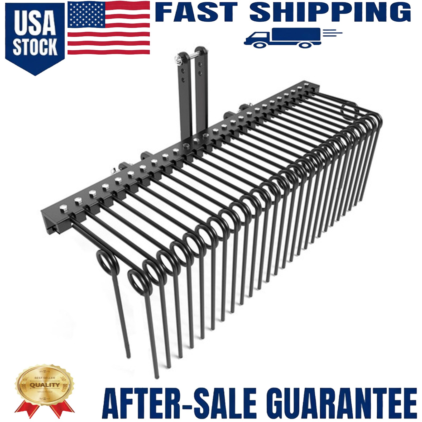 60″ Tow Behind Landscape Rake Heavy Duty Powder Coated Finish Tools for Leaves