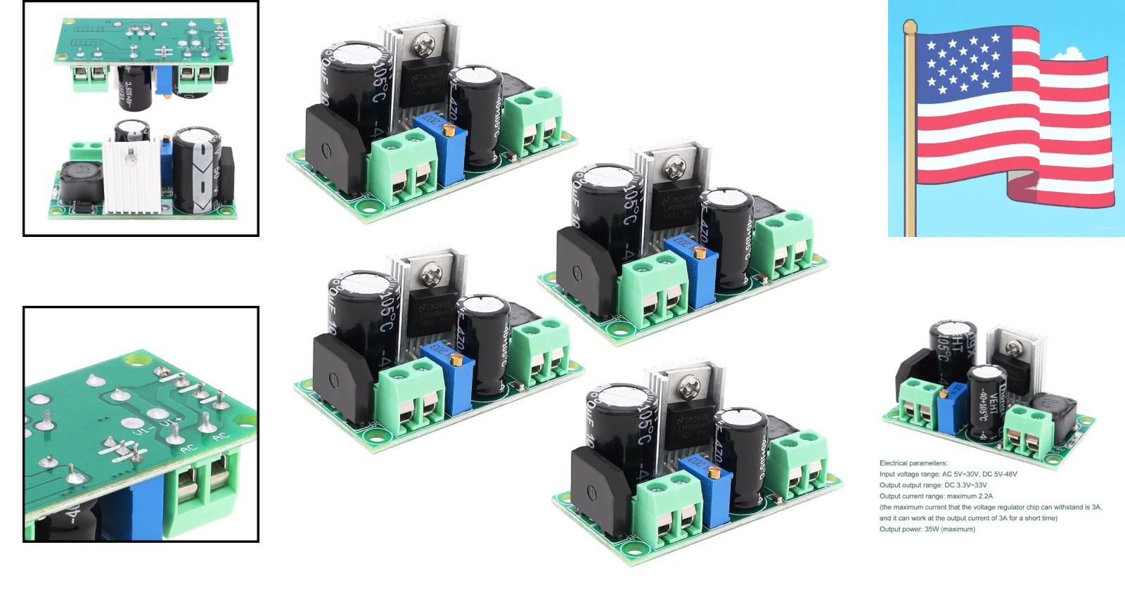 4Pcs AC/DC to DC Step Down Buck Converter AC 5V-30V DC 5V-48V to DC 3.3V-33V …
