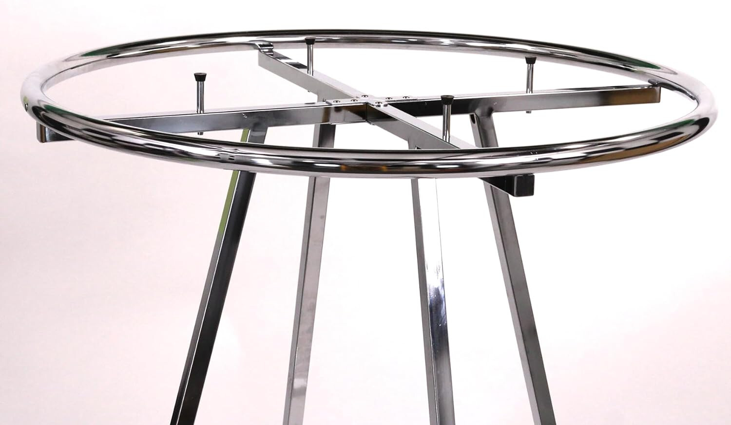 Chrome 36″ Round Clothing Rack Height 48 – 72″ H Leveler Glides Garment