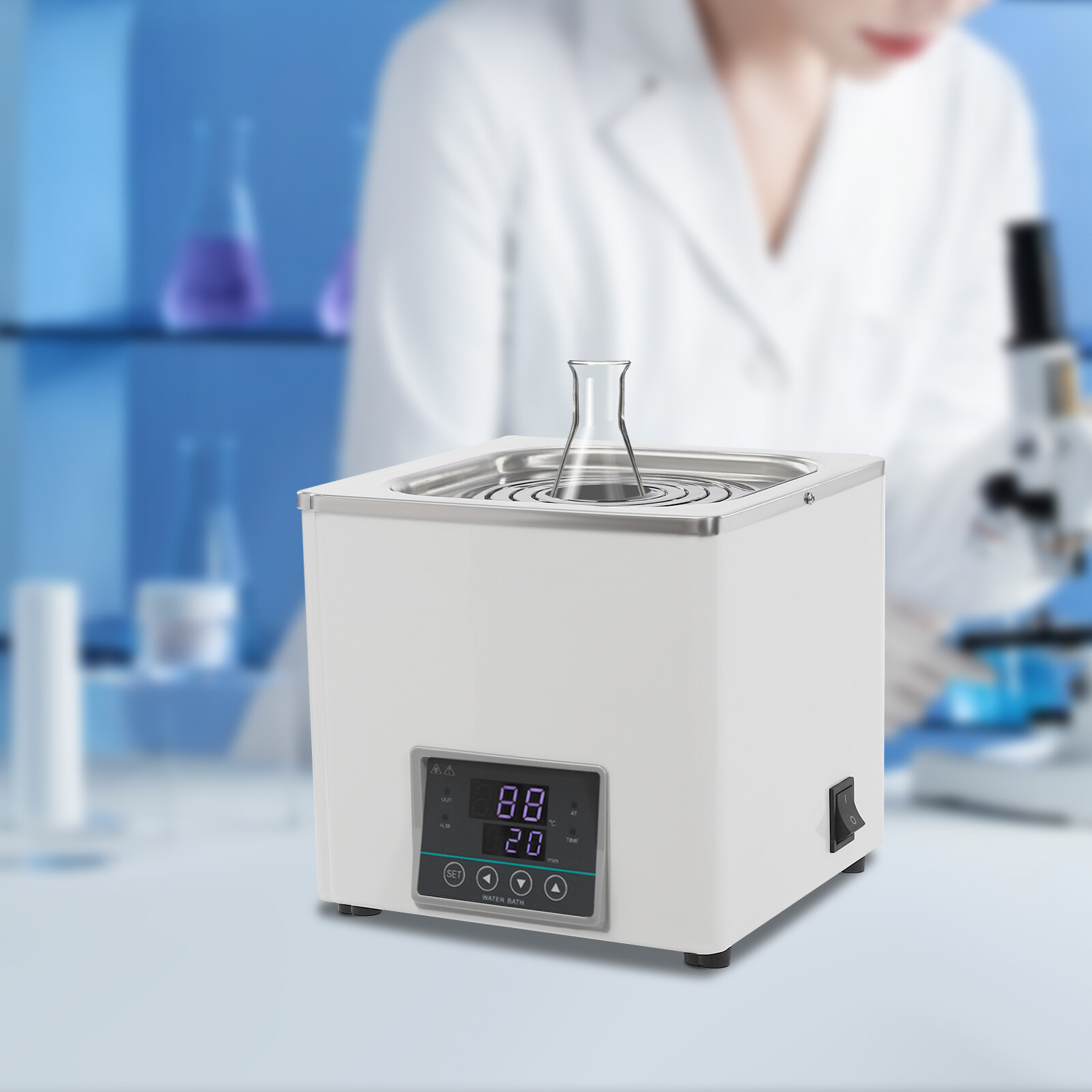 300W 3L Lab Water Bath Heater with Adjustable Lid and Safety Features