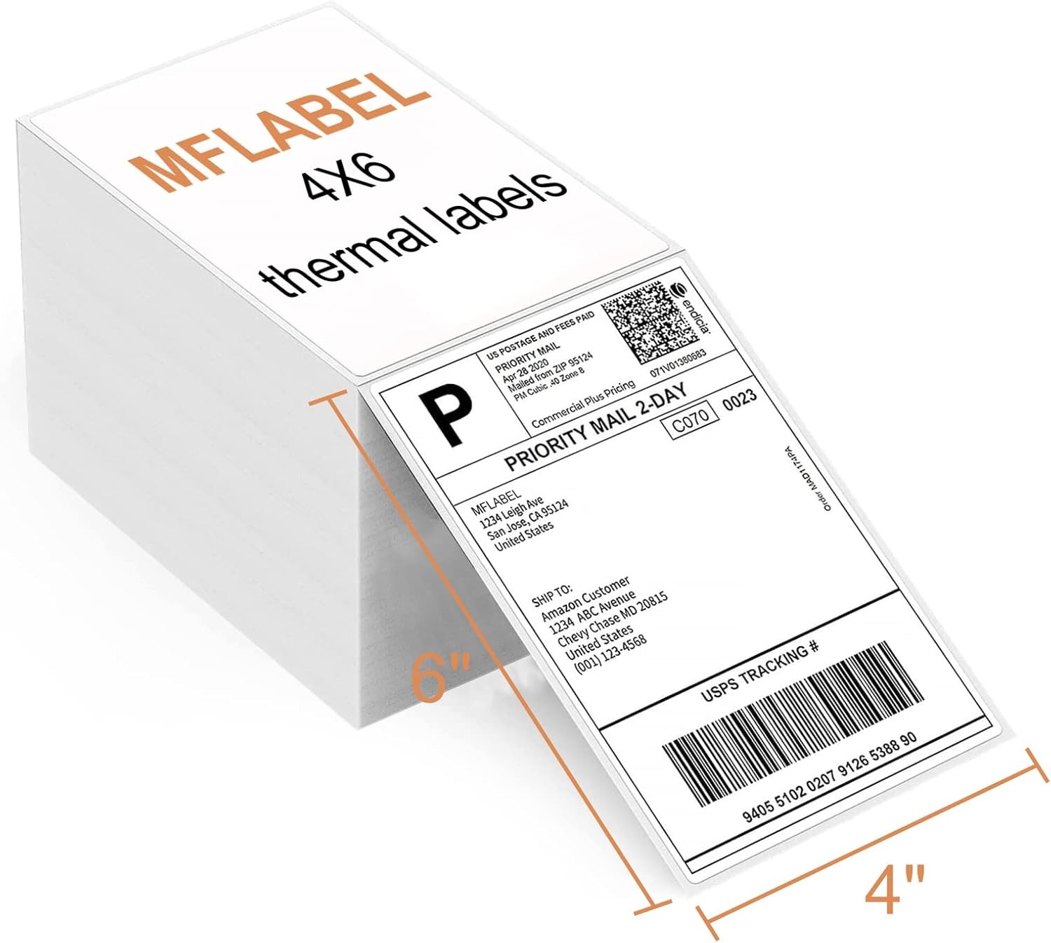 100-10000 4×6 Fanfold Direct Thermal Shipping Labels for Zebra & Rollo Printers