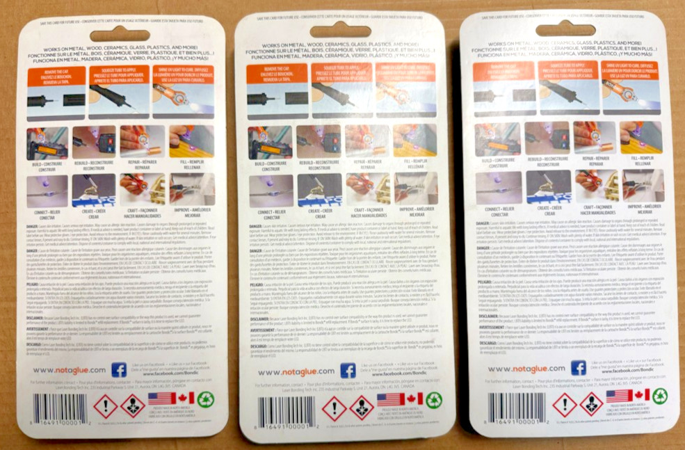 3-PACK Bondic Repair Anything 100% Non Toxic Liquid Plastic Welder – SK001