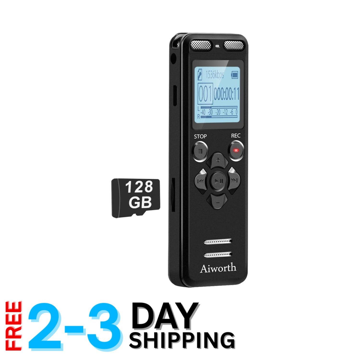 High-Quality Voice Activated Recorder – 1536Kbps Stereo with Password Protection