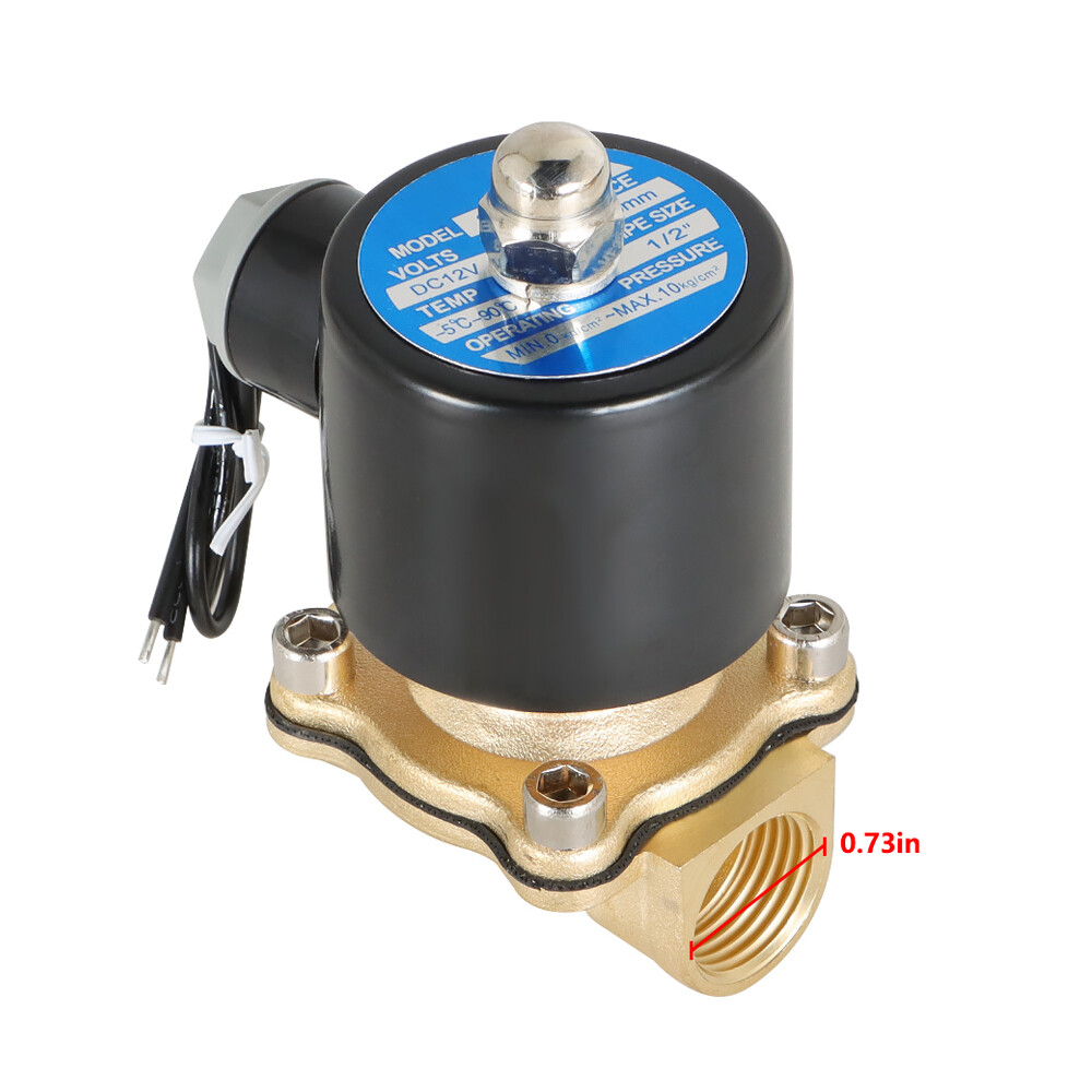 1/2-inch 12V DC Brass Electric Solenoid Valve NPT Gas Water Air Normally Closed