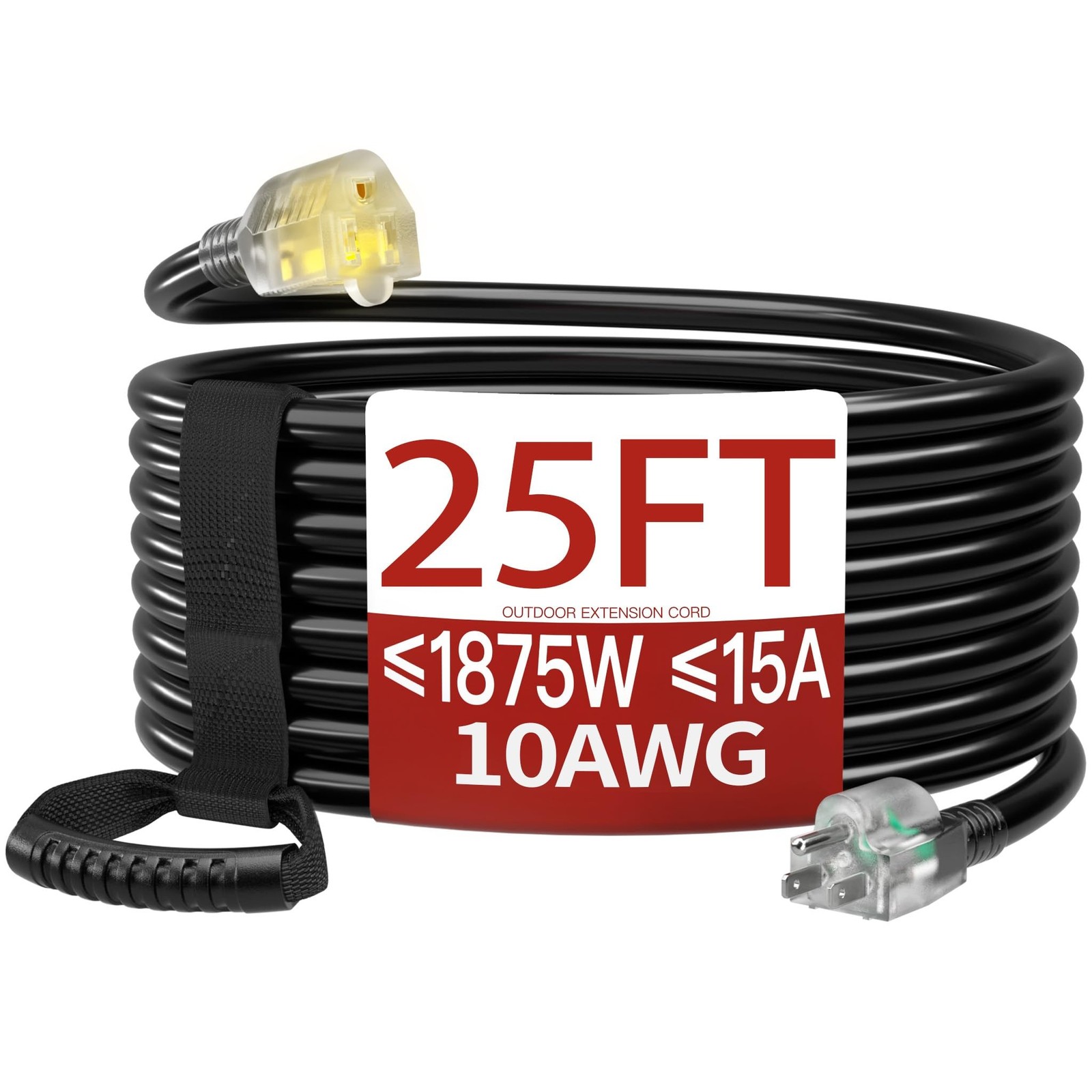 25 FT 10 Gauge Extension Cord Outdoor, Heavy Duty Weatherproof & Flame Retard…