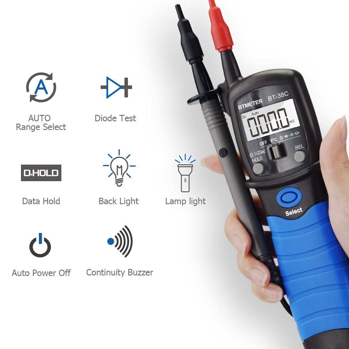 Pen-Type Digital Multimeter 6000 Counts 600V True RMS 60MΩ 60mF Backlit LCD