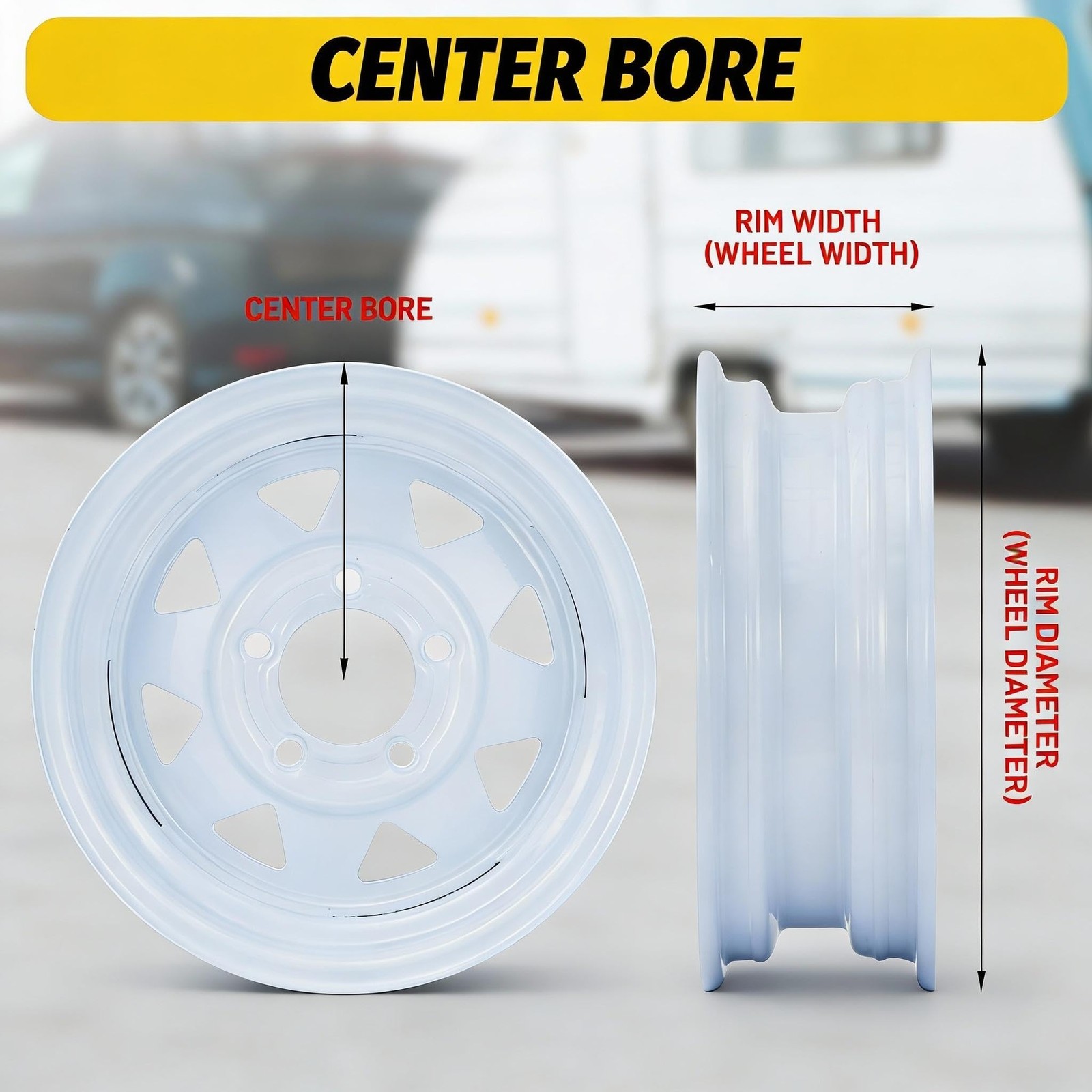 4.80-12 12in Rims Trailer Tires 5×4.5″ 2.95″ Bore 6PR 2 Pack