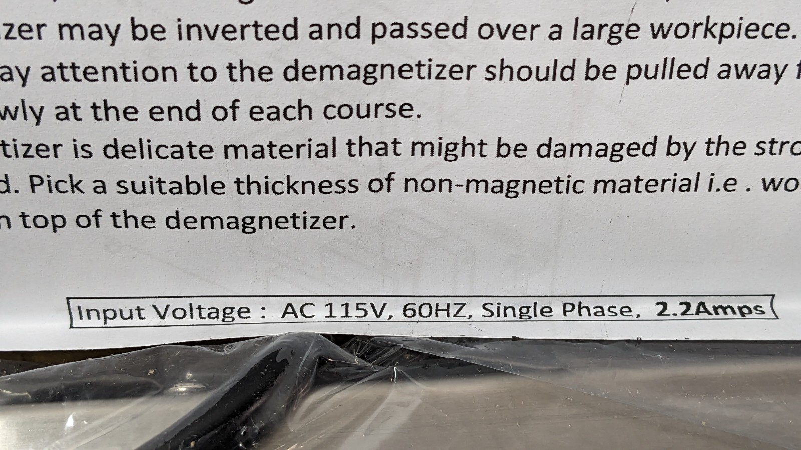 Demagnetizer Single Phase 115V 60HZ 2.2A 09041500