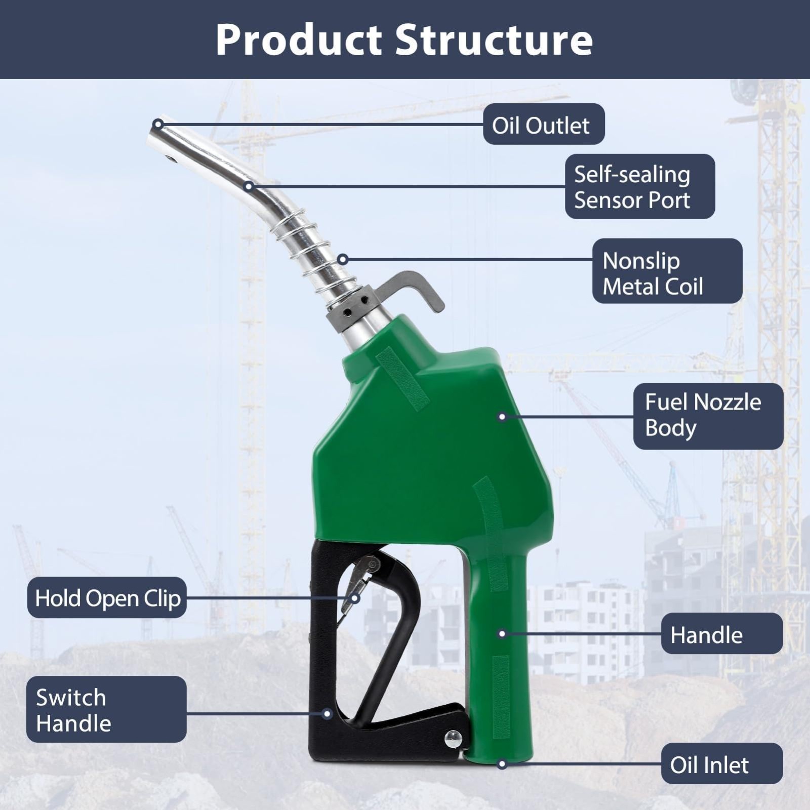 3/4 inch Automatic Fuel Nozzle Self-sealing Diesel Transfer Nozzle Auto Shut Off
