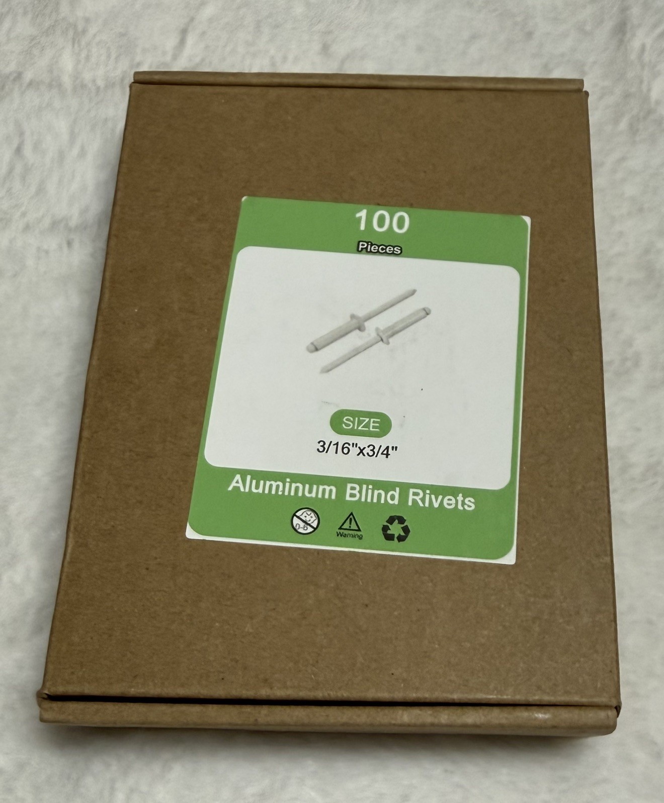 100pcs 3/16″ x 3/4″ Aluminum Blind Rivets, 4.8 x 19mm Pop Rivets, Pack of 100