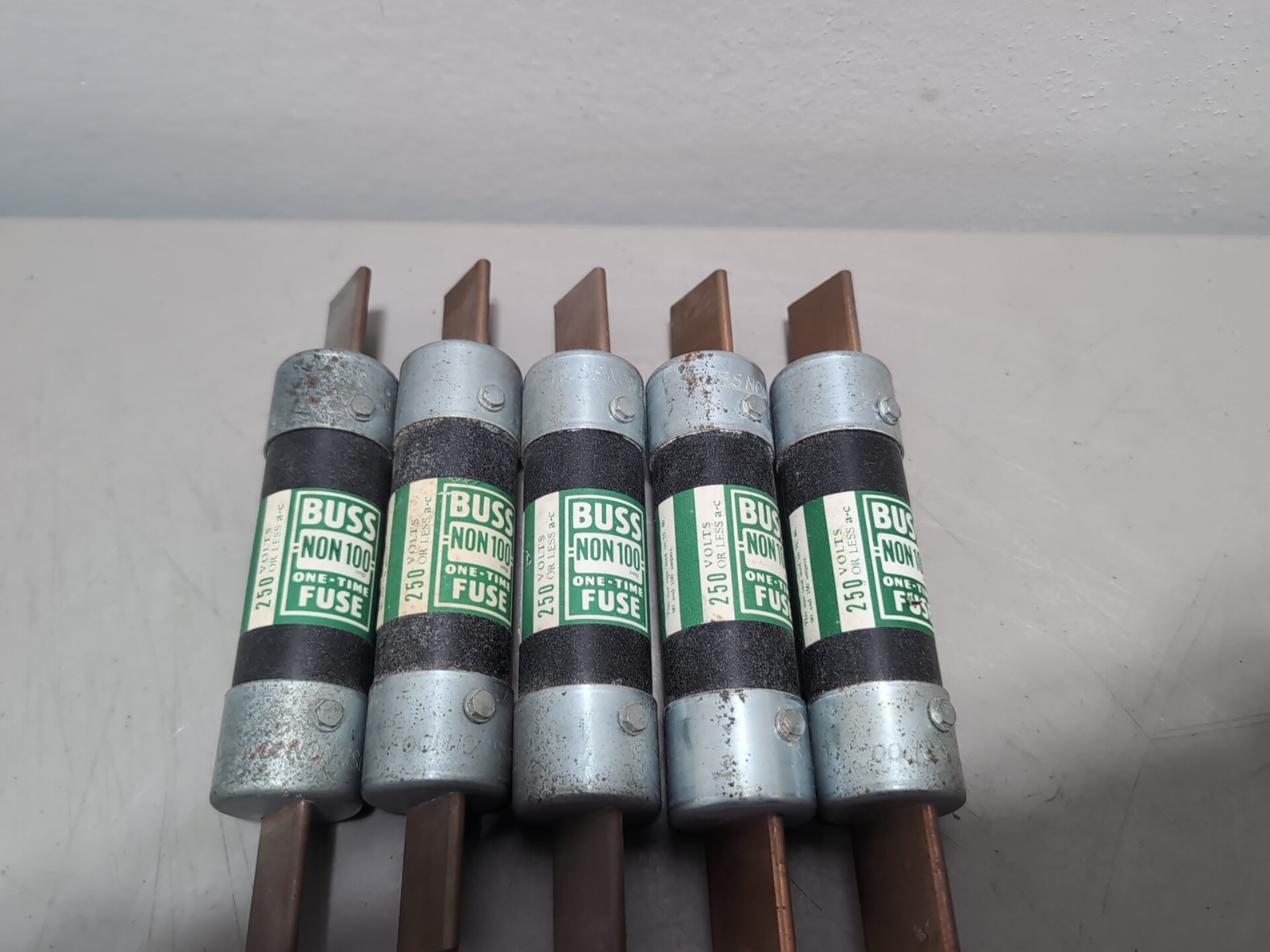 Bussman NON-100 One Time Buss Fuses Class H 100A 250V Lot Of 5