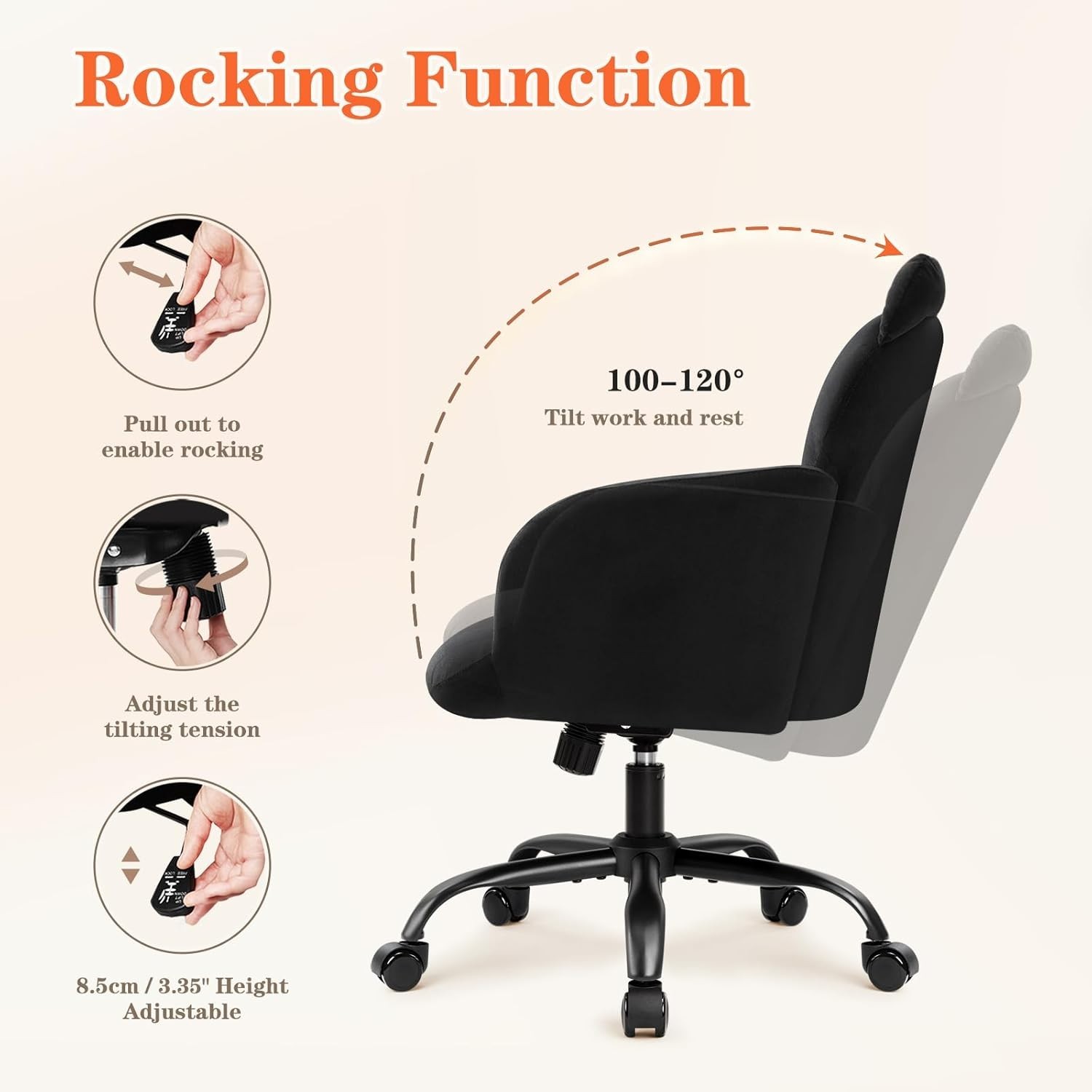 Versatile Cat-Inspired Velvet Task Chair: Stylish & Functional for Any Room