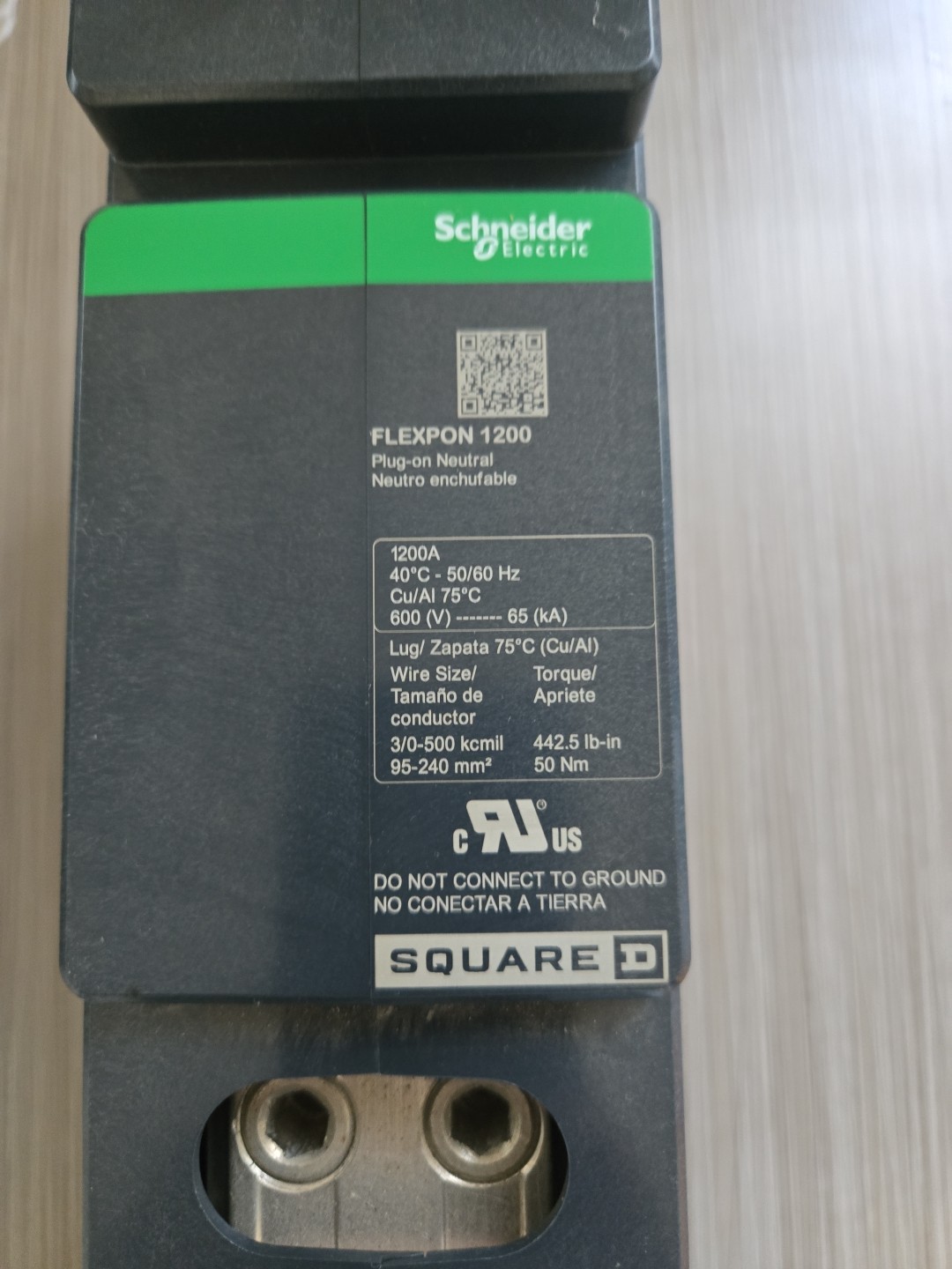 NEW FLEXPON 1200 SQUARE D SCHNEIDER ELECTRIC switchboard plug on neutral 600v