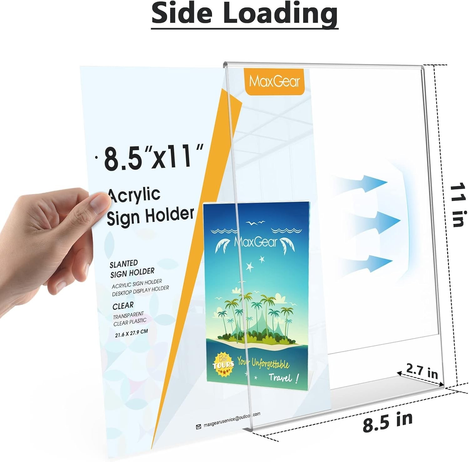6 Pack Acrylic Sign Holder 8.5 X 11, Plastic Paper Holder With Vertical Slant…