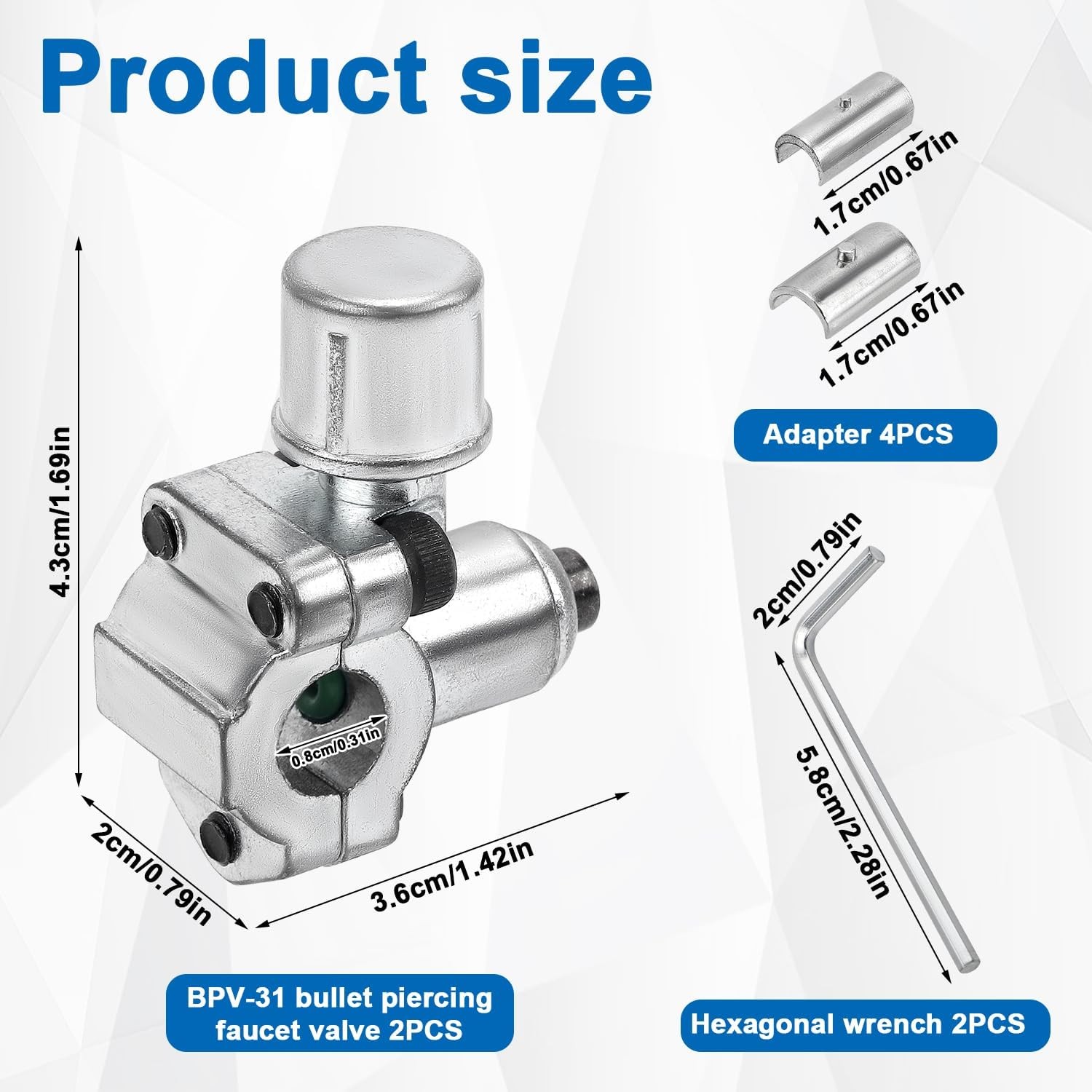 BPV-31 Piercing Valve Kit with Hex Keys and Adapters for Refrigerator Lines