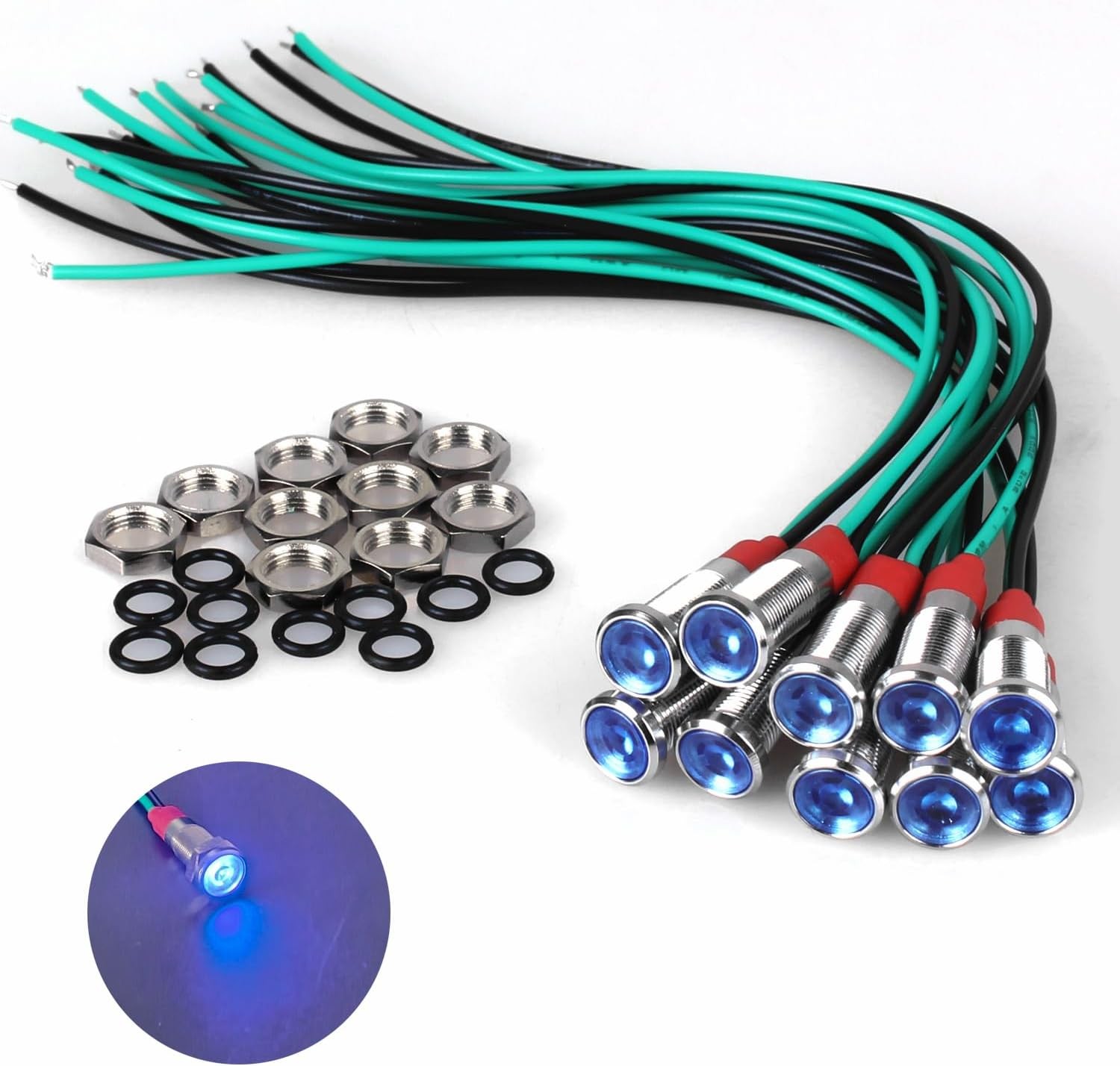 10Pcs 6mm 1/4 Inch 110V 220V Metal LED Indicator Light Waterproof Indicator