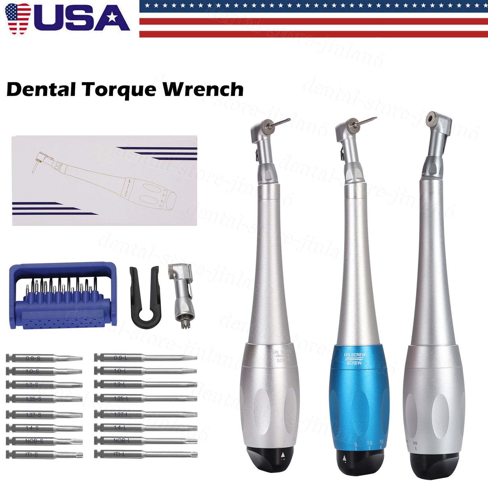 Dental Universal Implant Kit Torque Wrench Contra Angle & 16pcs Drivers 4 Type