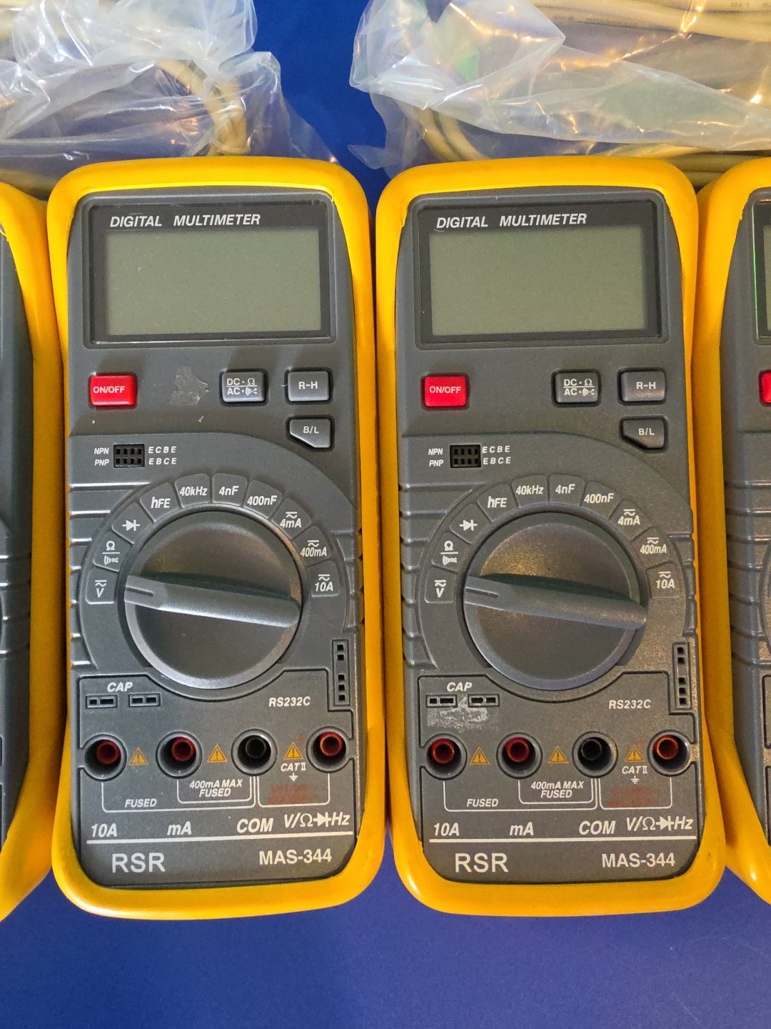 Lot Of 6 RSR Digital Multimeter, MAS-344 (6 Meters With 4 Cords Only) -Untested