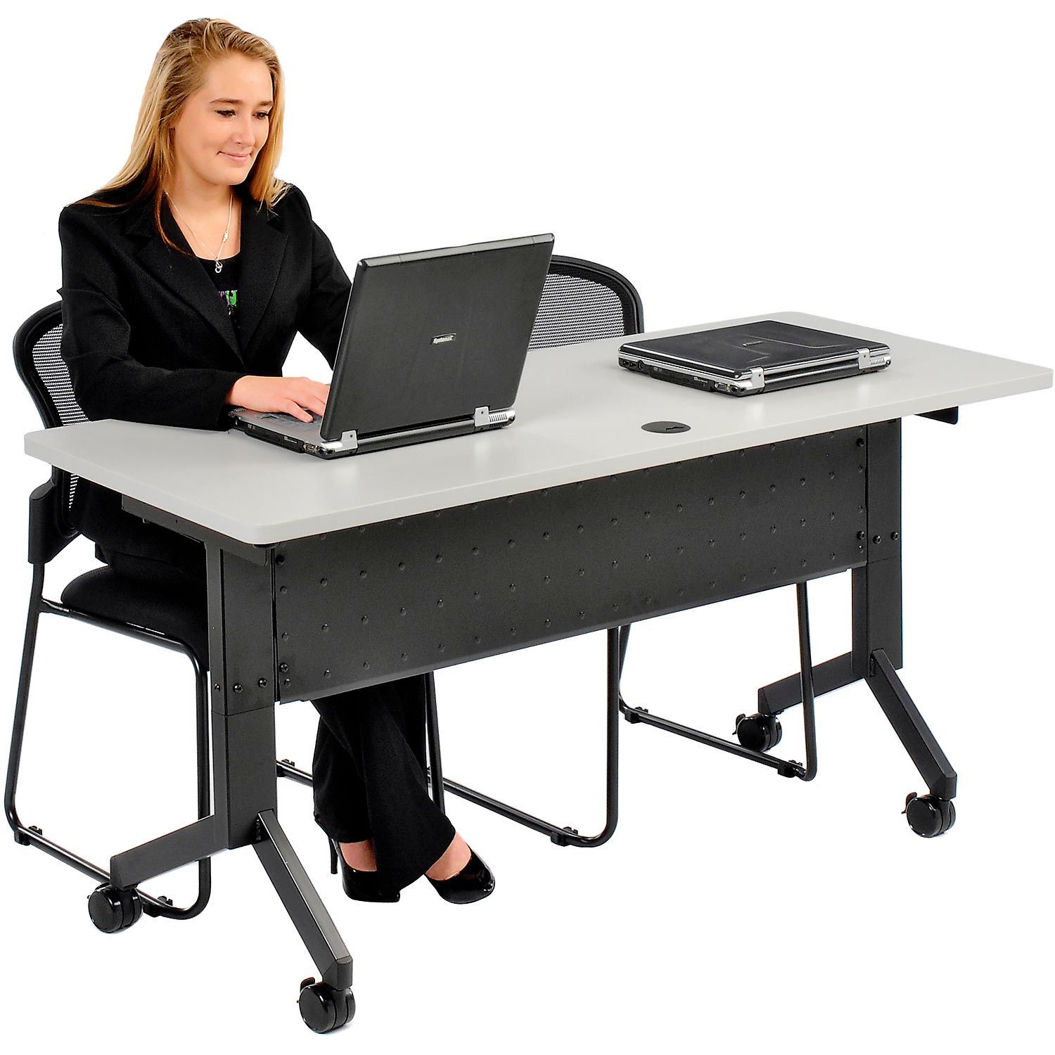 Global Industrial Flip-Top Training Table 60″ x 24″ Gray