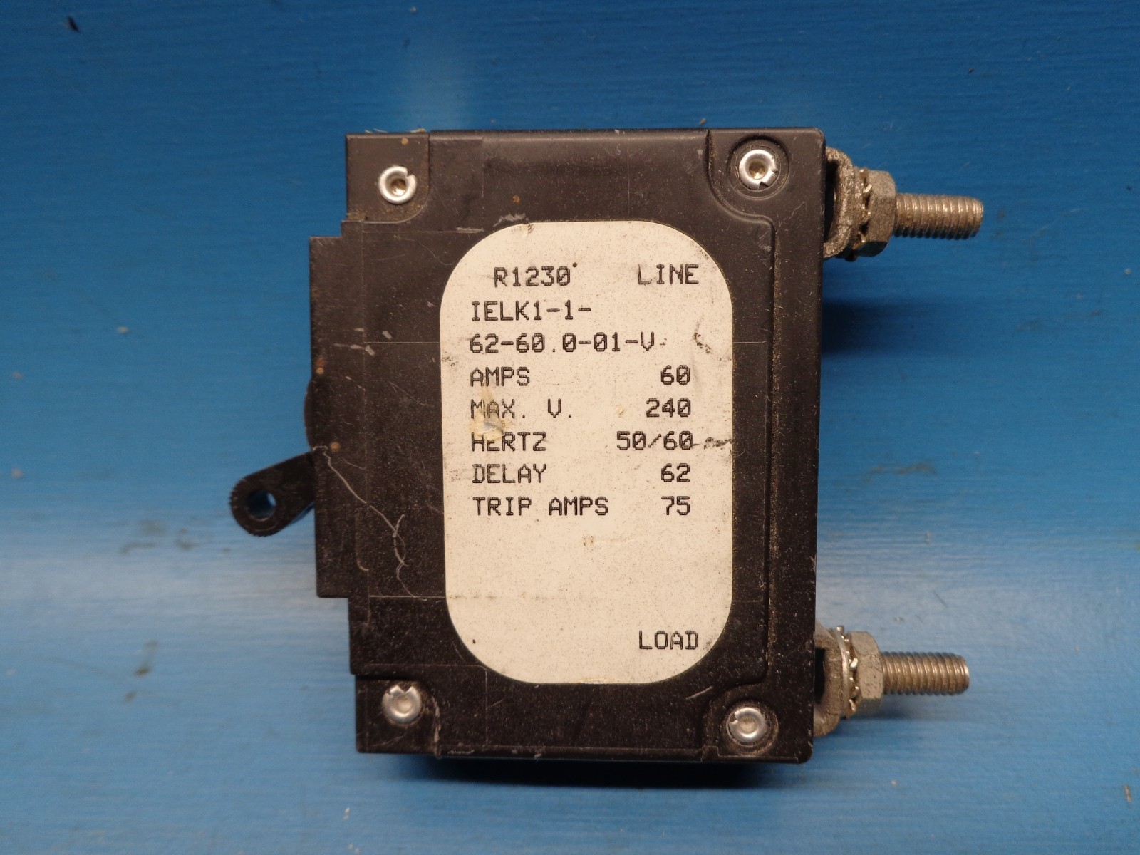 (1) AIRPAX IELK1-1-62-60.0-01-V 60A 250V 50/60Hz 1 POLE CIRCUIT BREAKER conditn?