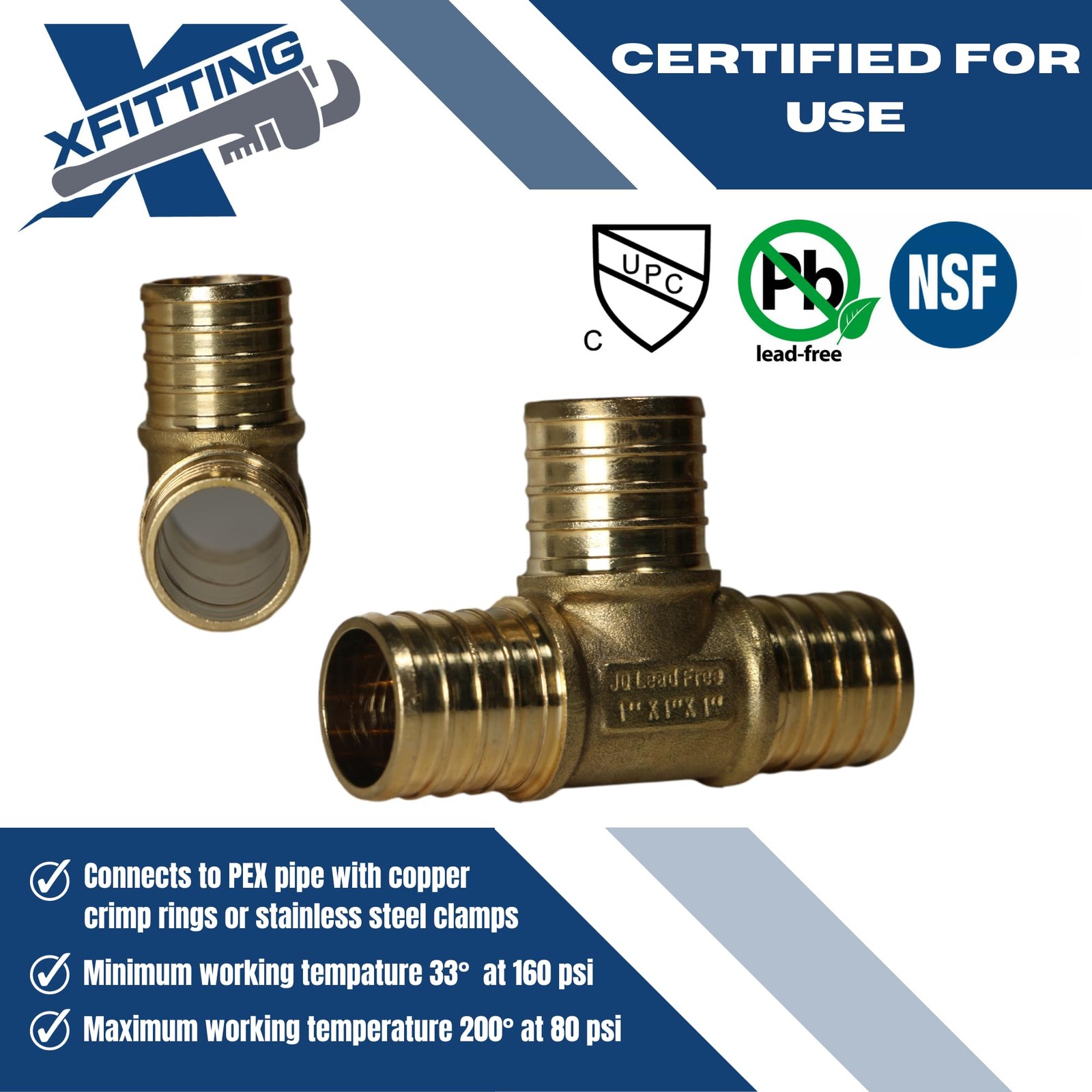5 PCS 1x1x1 Inch Pex Tee Pex B Crimp Version 2313=5X Plumbing Fitting