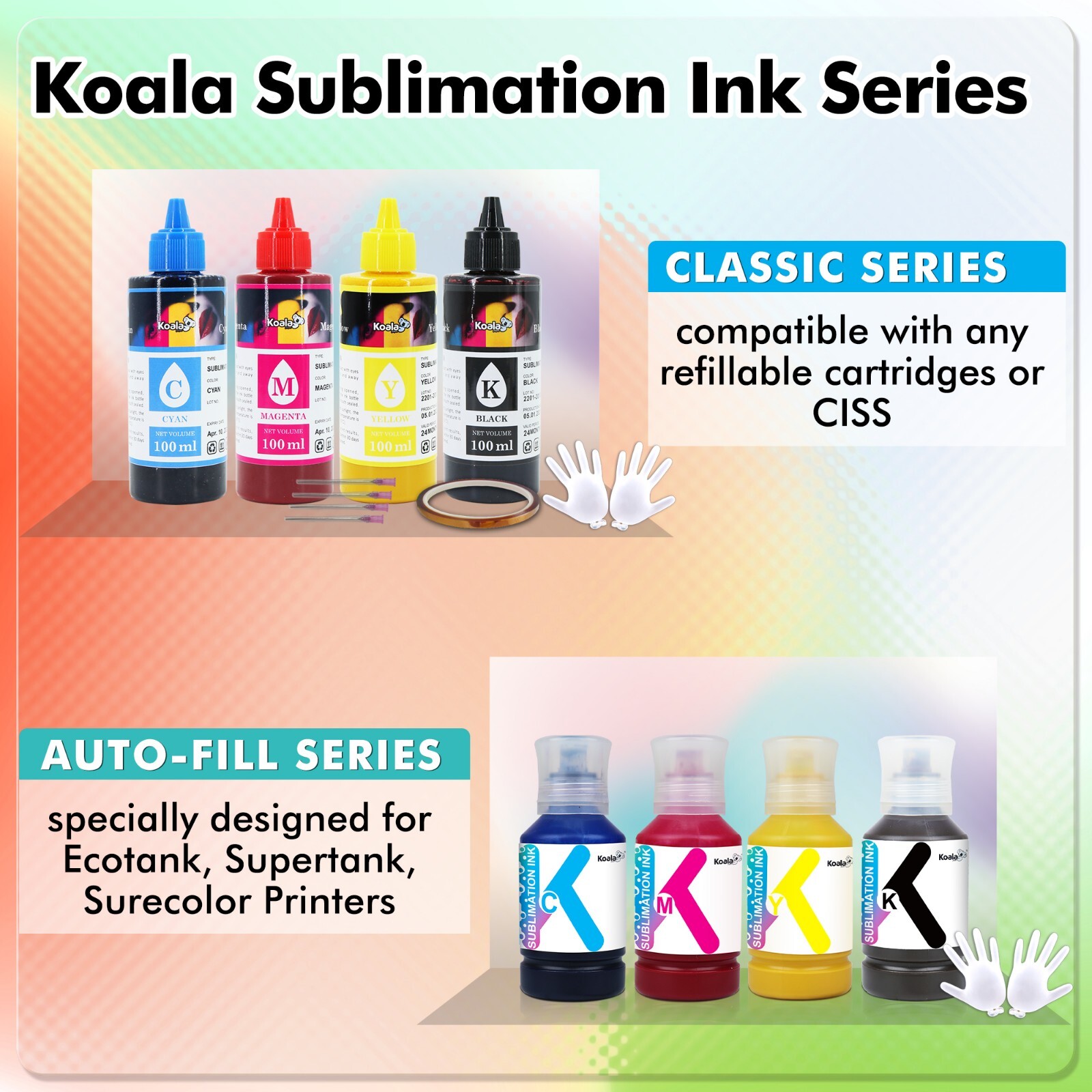 2 Bottles 200ML Koala Sublimation Ink BLACK for All Inkjet Printers