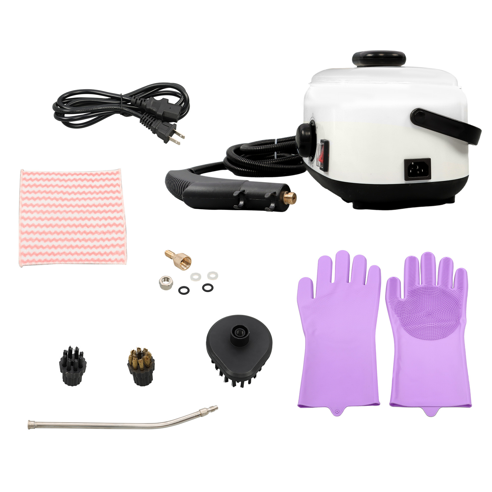 2500W Steam Cleaner 1500ml 110V Portable-Car Engine Degreasing&Tile Grout White