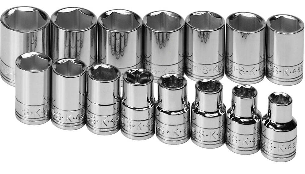 SK Tools 15 Piece 1/2″ Drive 6 Point Standard Metric Chrome Socket Set (1955)