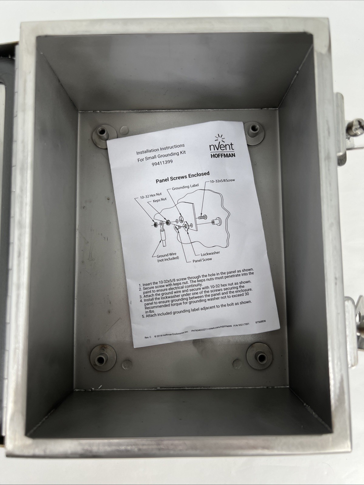 Nvent Hoffman A8064CHNFSS, SS JIC BOX, Type 4X, 8x6x4, Stainless 304, NEMA 3RX