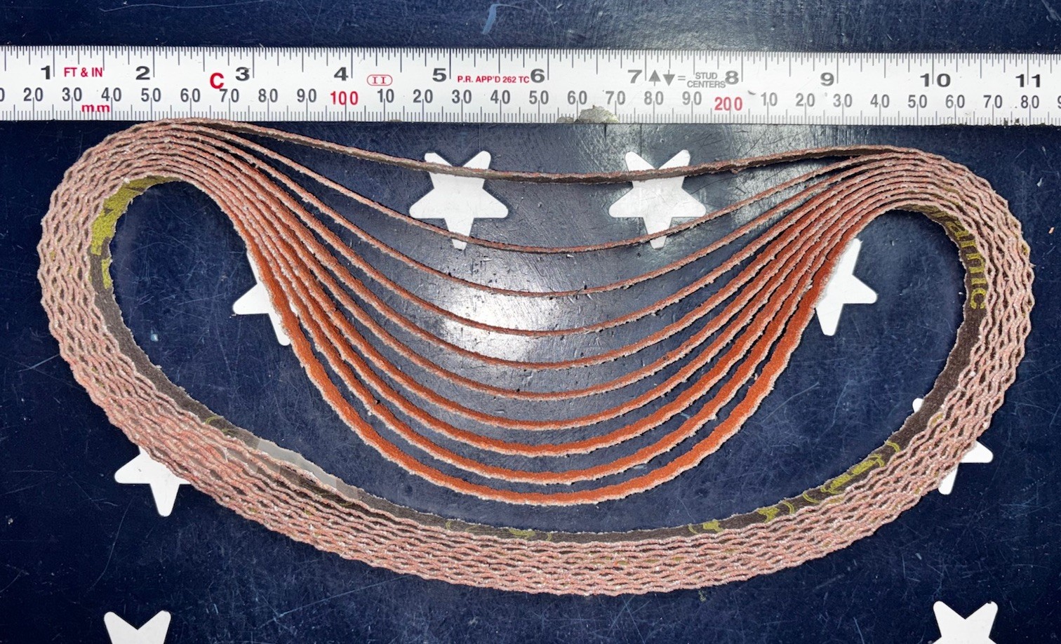 Ten 3M 1/2” x 24” 80 Grit Fullflex Scalloped Cloth Belt 777F FULLFLEX FABRI-LOK
