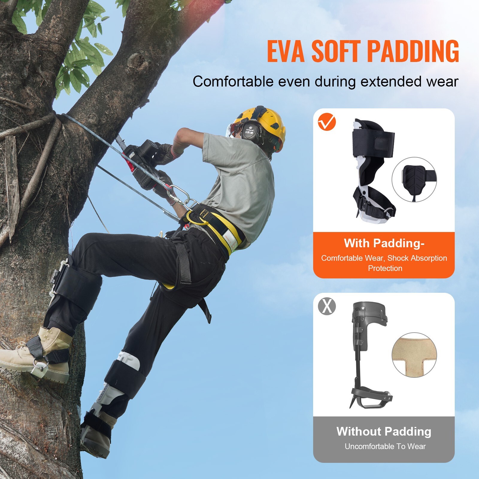 VEVOR Tree Climbing Spikes Set Pole Spurs Gear Aluminum Adjustable Climber Gaffs