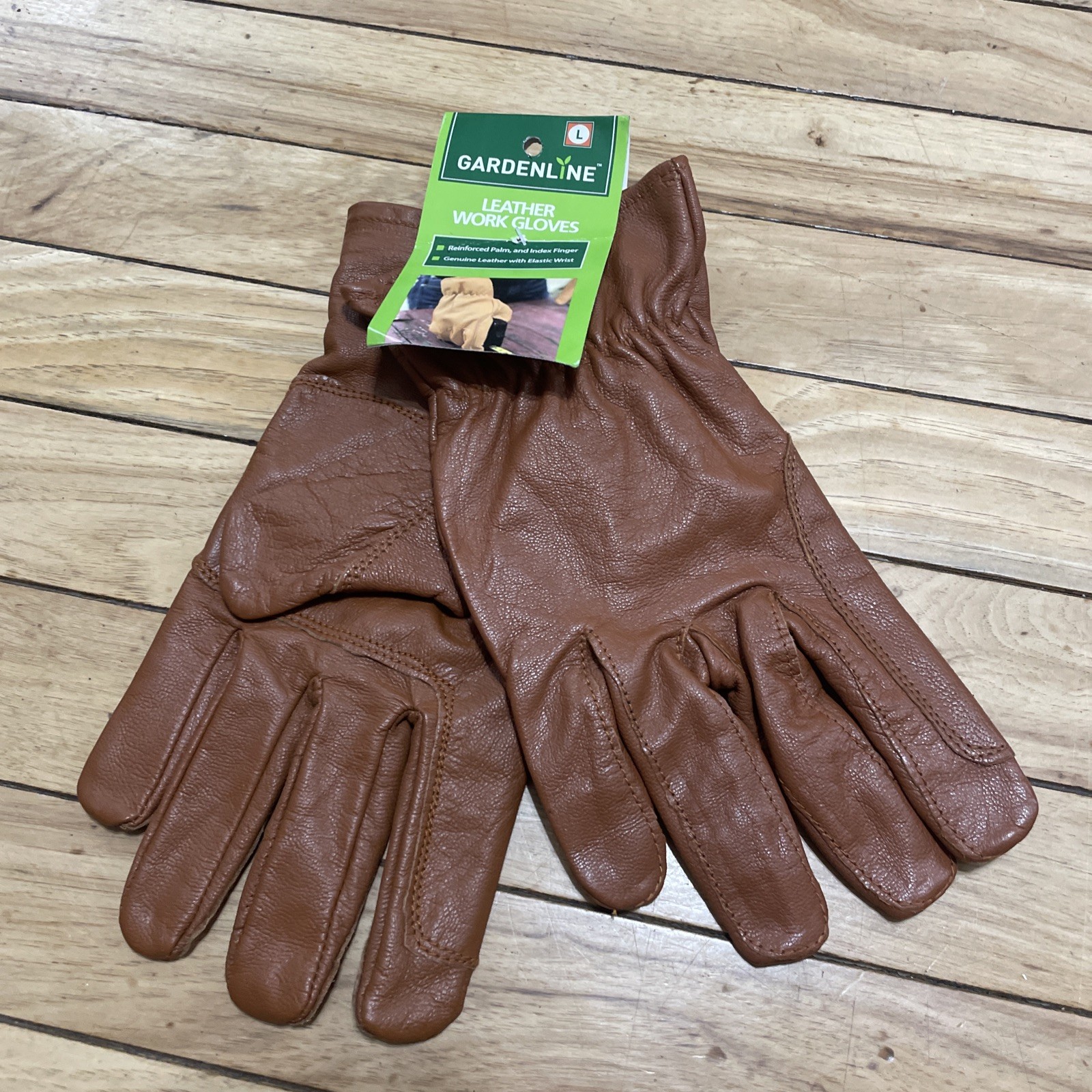 Gardenline New Leather Work Gloves Adult Large Brown Garden Hike Ride Western
