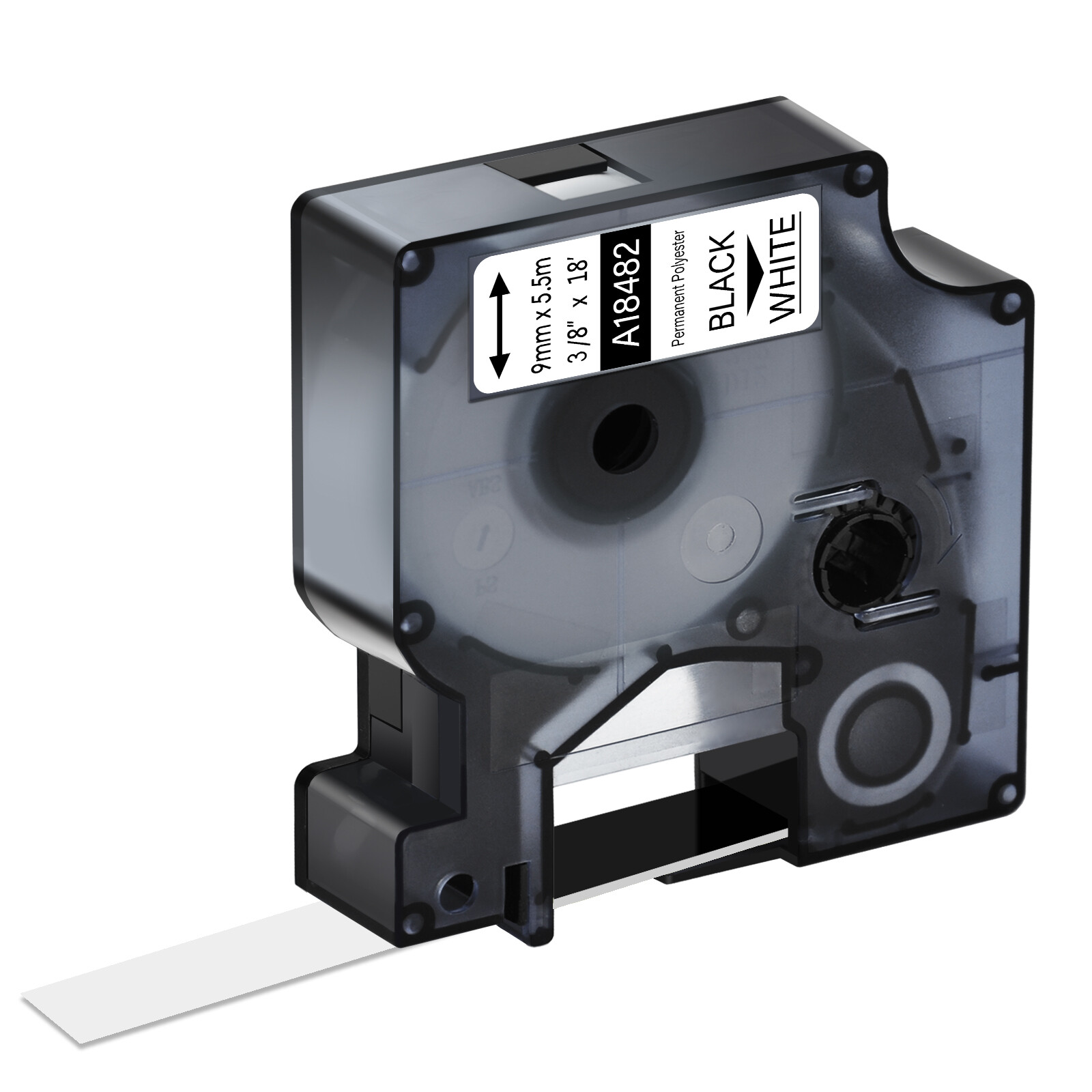 20PK 18482 IND Permanent Polyester Label Tape for Dymo Rhino Black on White 3/8″