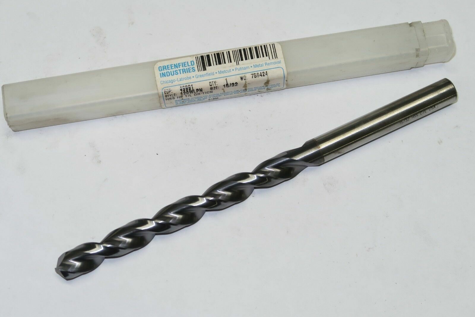 GREENFIELD 15/32″ Parabolic Taper Length TiCN Coated Drill 120WLPN 49991 USA