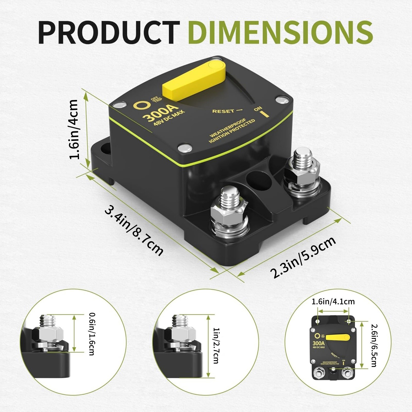 DC 12-48V 300 Amp Circuit Breaker For Overload And Short Circuit Protection