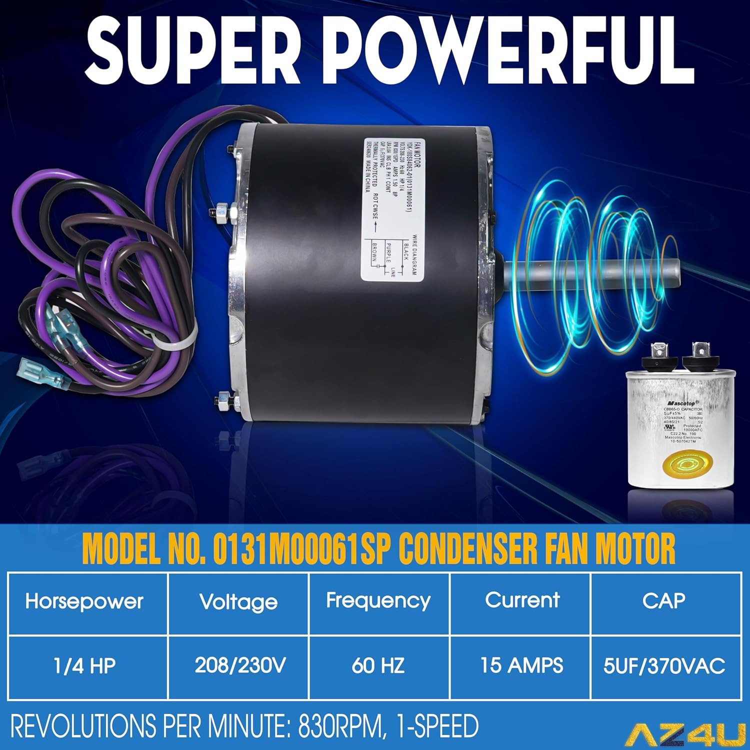 1/4 Hp 0131M00061SP Condenser Fan Replaces Goodman Condenser Fan Motor 208-230V1