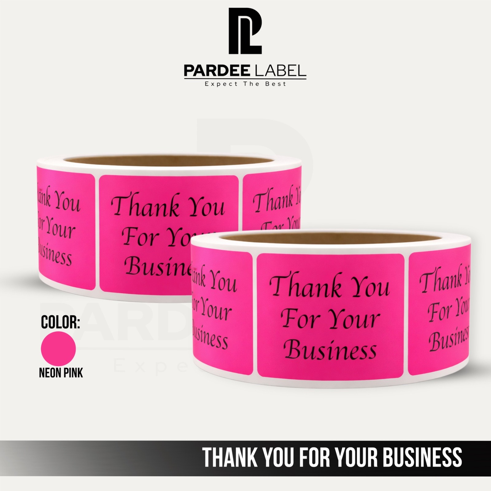 Thank You For Your Business Stickers Neon Pink 2×3” – 250 Labels Roll