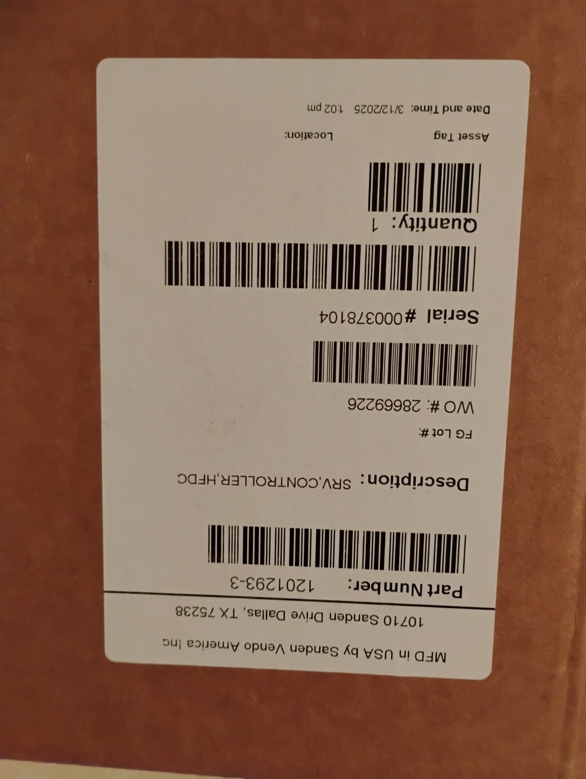 Brand New Sanden Vendo HFD Controller for HFD12345 Hot Food Display OEM 1201293