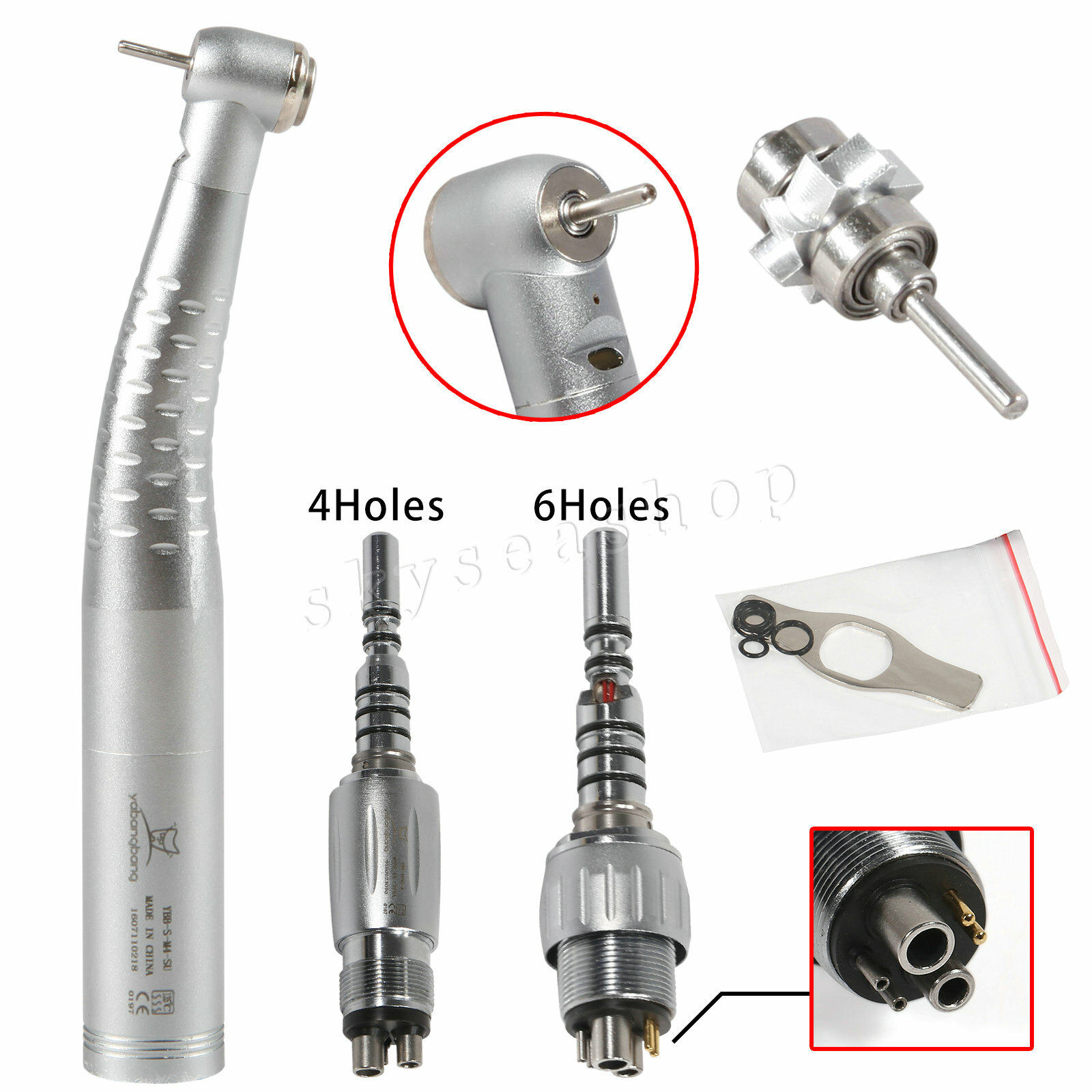 Dental Fiber Optic LED Handpiece Fast Turbine / LED Quick Coupler 4Hole/6Hole