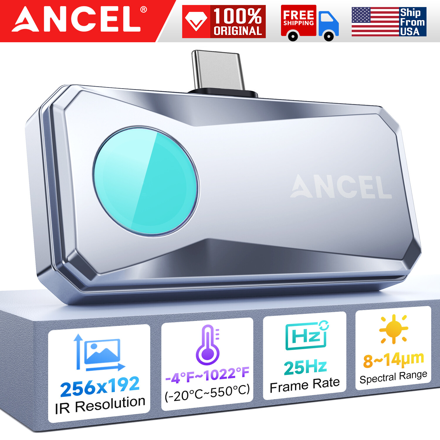ANCEL IR101 256×192 Pixels Thermal Imaging Camera for Android USB-C Phones