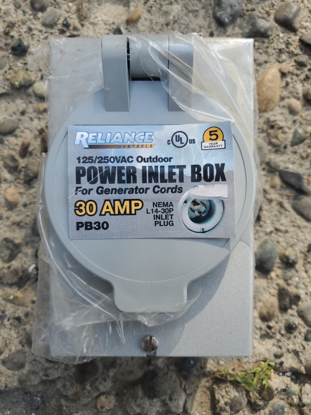Reliance Controls PB30 30 Amp Generator Power Inlet Box, 125/250 VAC Outdoor