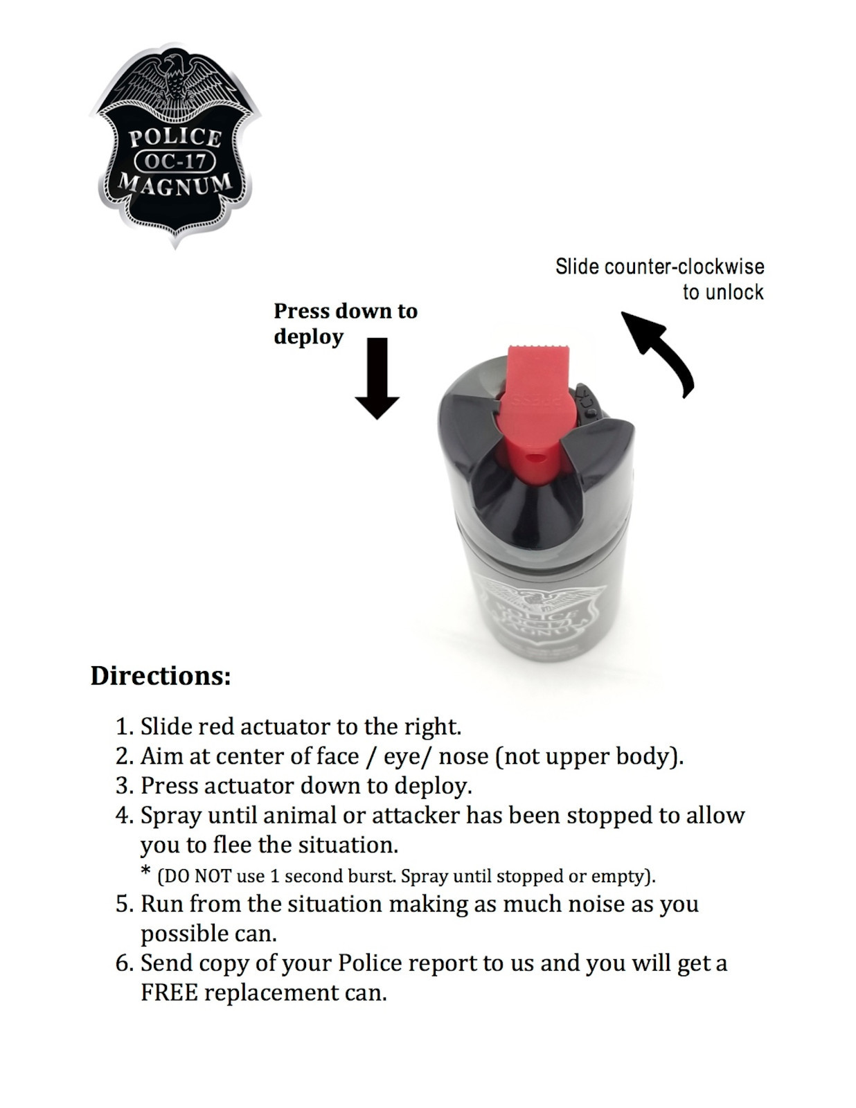 5 Police Magnum pepper spray .50oz unit safety lock personal defense protection