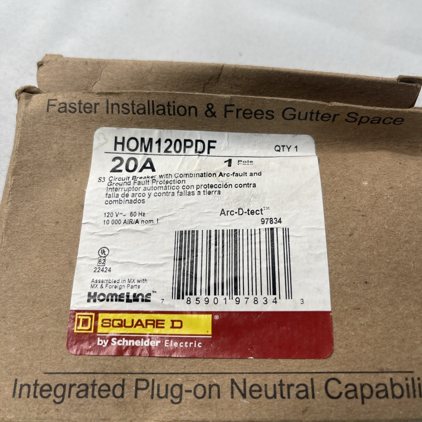 Square D HOM120PDF 120V 20A Single-Pole Circuit Breaker