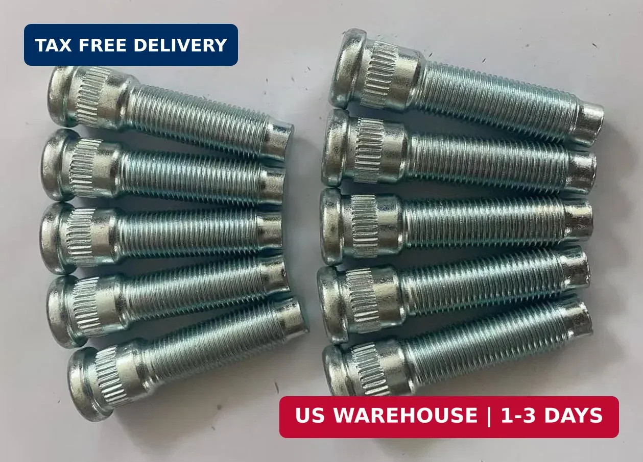 10pcs 610-290 1/2-20 Serrated Wheel Stud Bolt 0.622 in. Knurl, 2.2 in. Length Co