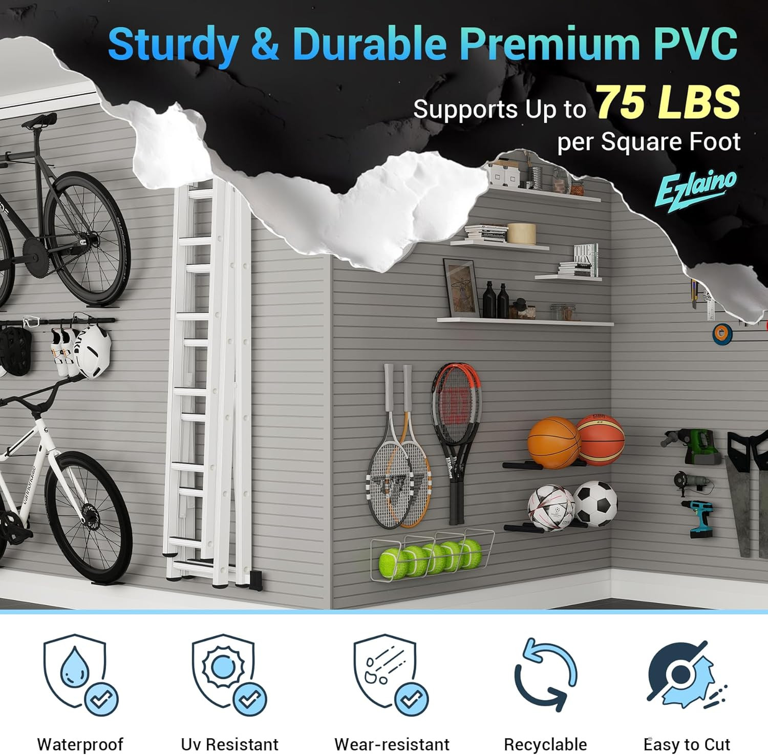 Durable 4×8 Ft PVC Slat Wall Panel – Waterproof, Versatile Storage Solution