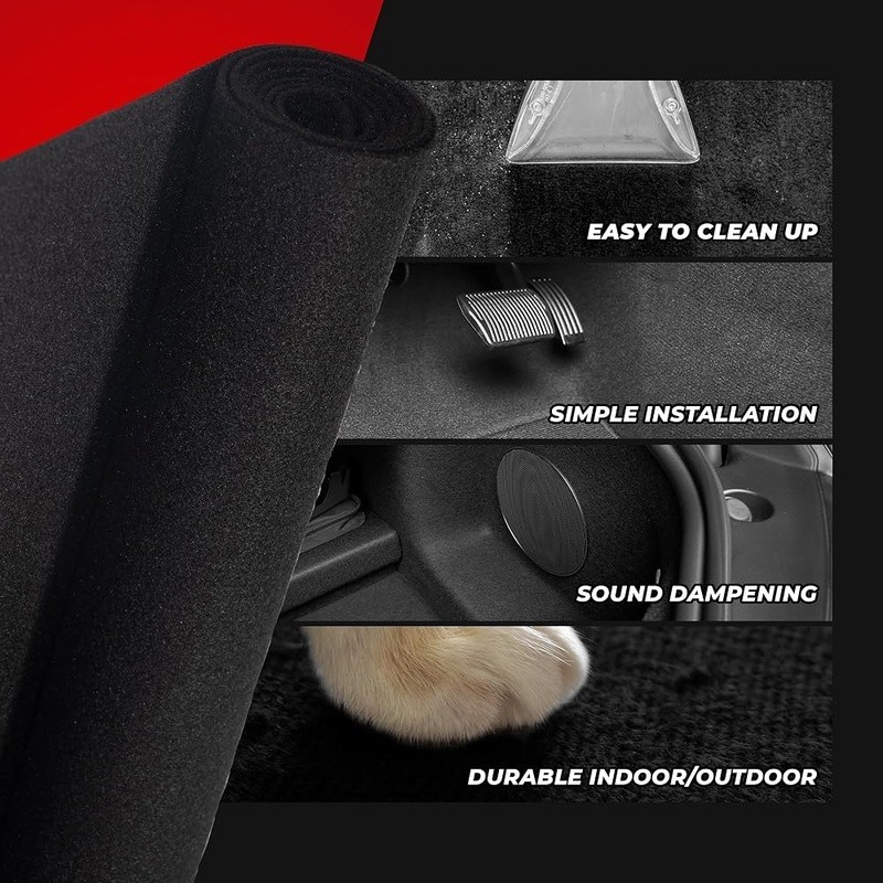 Durable Black Non-Woven Carpet Heavy Duty Protection DIY Car Work & Equipment US