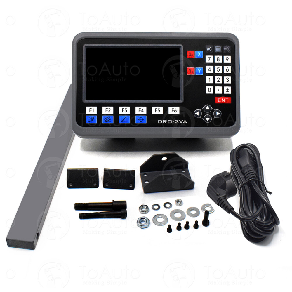 TOAUTO LCD Digital Readout 2Axis DRO Display+5um 2PC Linear Glass Scale Full Kit