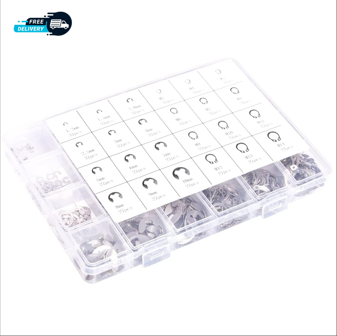 327Pcs E Clips Circlip Retaining Rings Assortment Set 1.2Mm 10Mm