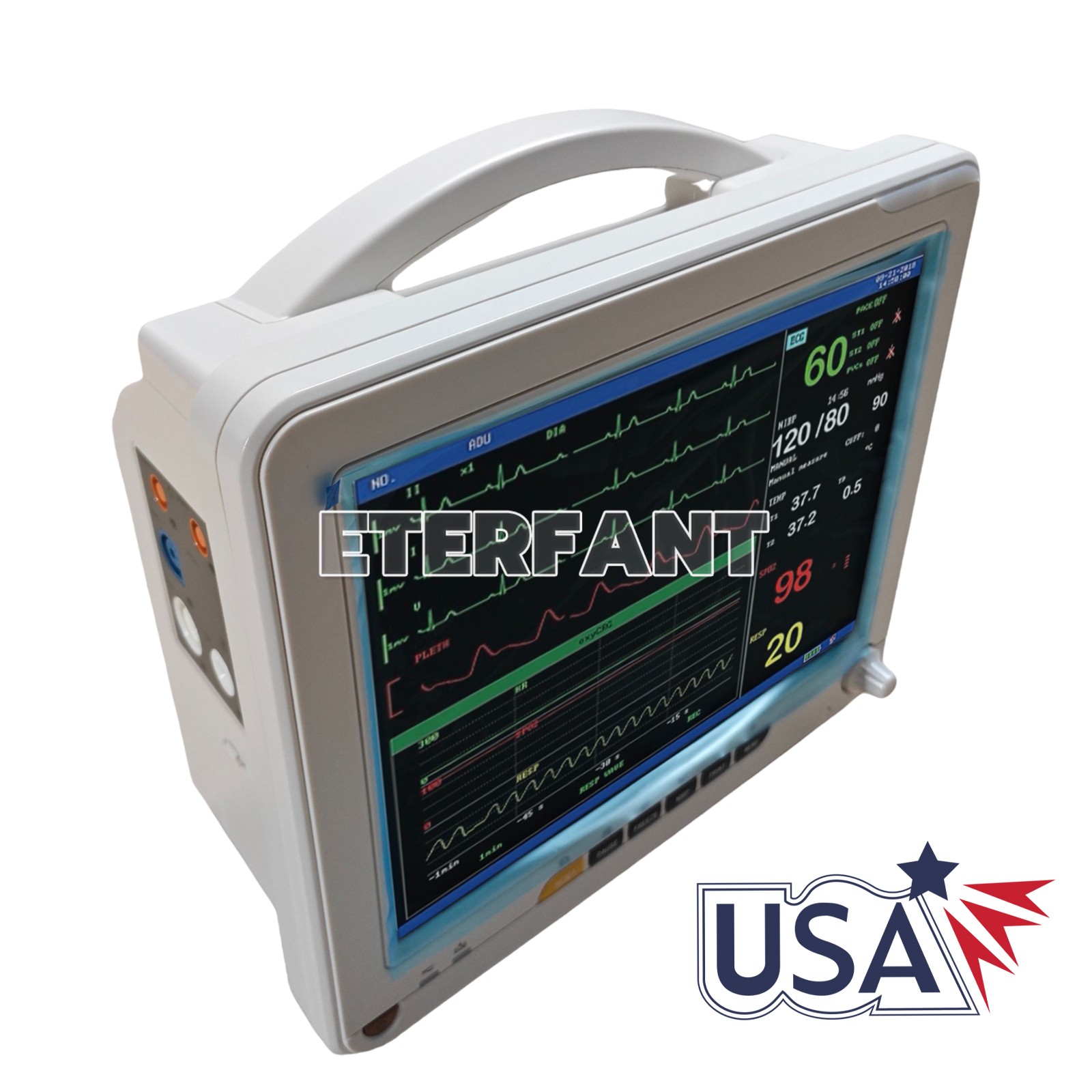 12″ Patient Monitor ICU CCU Vital Sign For Hospital ECG NIBP RESP TEMP SPO2 PR